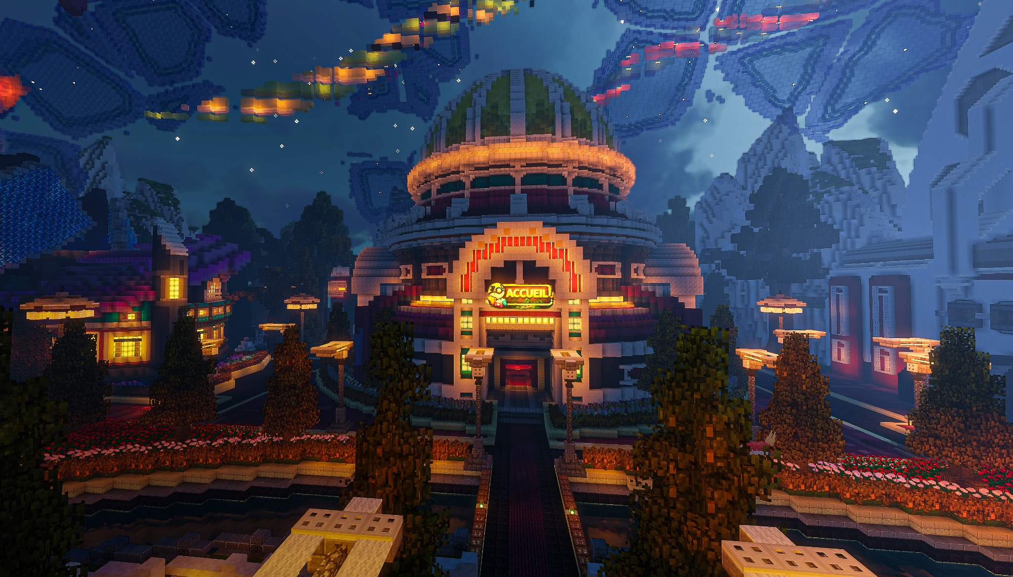 Accueil du spawn Octomon illustrant le cadre du serveur